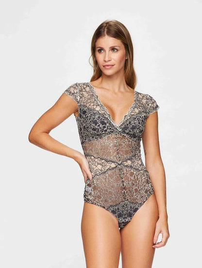 Valisere Bodysuit graphite and off white